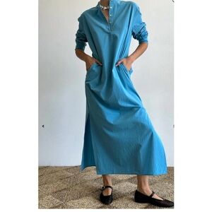 DONNI. women's sandwash mandarin dress river blue Rudy Jude Le Bon shoppe style